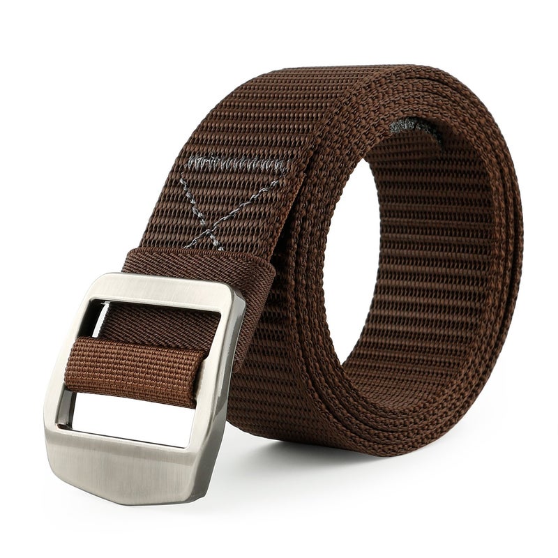 JASGOOD Tactical Heavy Duty Reinforced Nylon Belt for Men Adjustable Military Webbing Belt Strap with Metal Buckle (Pants Size Below 42 Inches, 3-Coffee) - Image 1